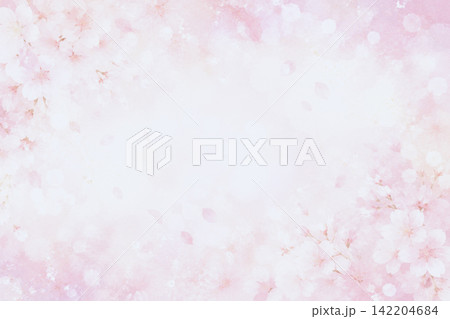 「背景素材」やさしい桜と春の光が広がる上品なピンクのフローラル背景 142204684