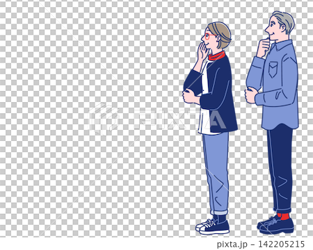 A middle-aged couple smiling as they contemplate their future. 142205215