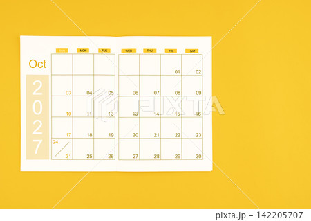 Agenda or planner book for October 2027 calendar with blank space for your text. Agenda or planner book for October 2027 calendar with blank space for your text. 142205707