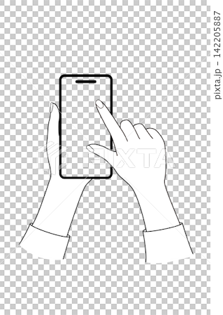 A woman's hands pinching out to zoom in on a smartphone screen - illustration for screen transparency and compositing. A woman's hands pinching out to zoom in on a smartphone screen - illustration for screen transparency and compositing. 142205887