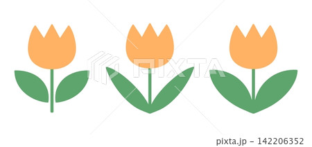 手描き風_チューリップ,花,春_イラストセット01 142206352