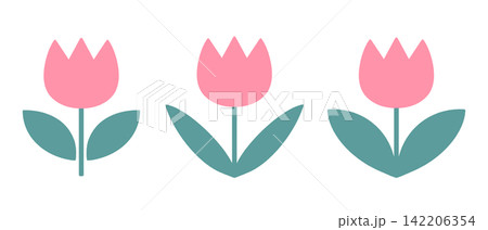 手描き風_チューリップ,花,春_イラストセット02 手描き風_チューリップ,花,春_イラストセット02 142206354