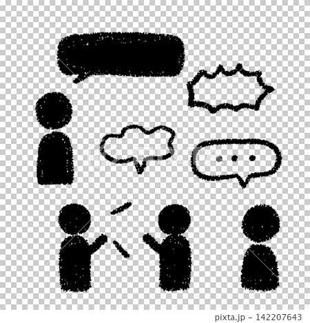 Hand-drawn silhouette illustrations of people arguing or conversing. Hand-drawn silhouette illustrations of people arguing or conversing. 142207643