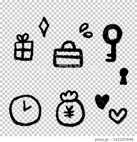 A set of simple and cute hand-drawn icons. A set of simple and cute hand-drawn icons. 142207646