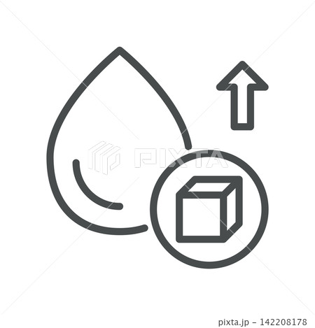 Insulin Resistance icon. Blood drop, sugar cube and up arrow. Simple thin line outline vector illustration. 142208178