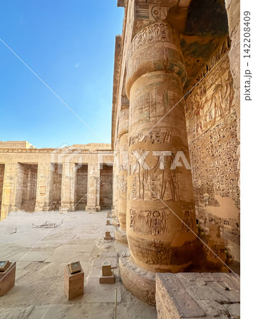 Medinet Habu, the mortuary temple of Ramesses III, located on the west bank of Luxor, Egypt. Medinet Habu, the mortuary temple of Ramesses III, located on the west bank of Luxor, Egypt. 142208409
