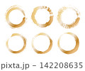 金色の筆描き円形フレーム6種セット 和風のブラシ素材 142208635