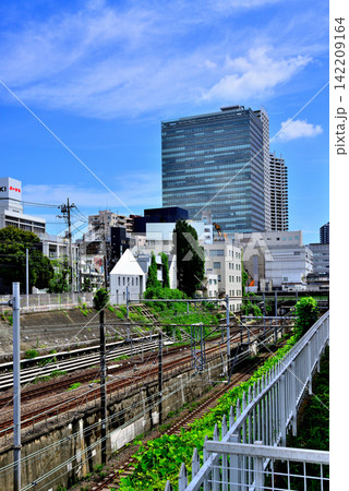 東京品川区 白金桟道橋から観たJR目黒駅方面の眺望 東京品川区 白金桟道橋から観たJR目黒駅方面の眺望 142209164