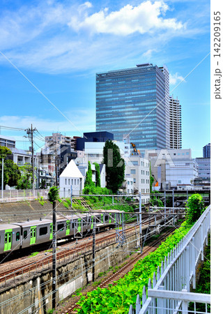 東京品川区　白金桟道橋から観たJR目黒駅方面の眺望 142209165