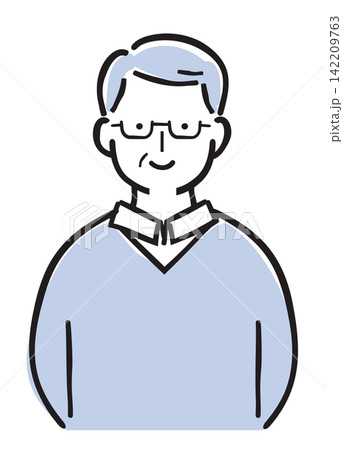 祖父・おじいちゃん・シニア男性の人物イラスト(シンプルカラー) 祖父・おじいちゃん・シニア男性の人物イラスト(シンプルカラー) 142209763