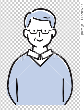 祖父・おじいちゃん・シニア男性の人物イラスト(シンプルカラー) 祖父・おじいちゃん・シニア男性の人物イラスト(シンプルカラー) 142209763