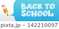 Back to school concept pencil writing on white with speech bubble 0001 142210097