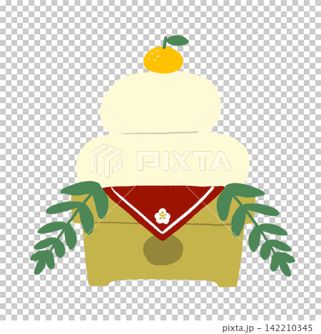 Illustration of a simple kagami mochi Illustration of a simple kagami mochi 142210345