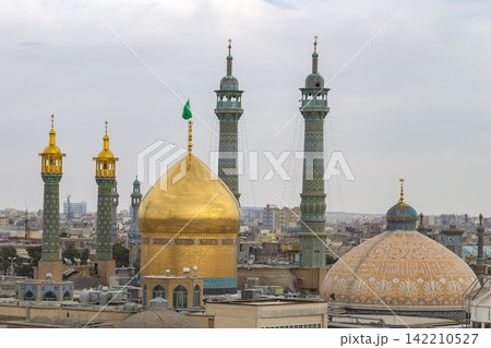 Golden Dome and Minarets of an Islamic Shrine in Iran Golden Dome and Minarets of an Islamic Shrine in Iran 142210527