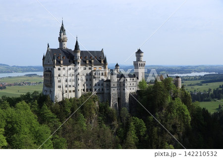 Neuschwanstein Castle in Bavarian Alps Landscape 142210532