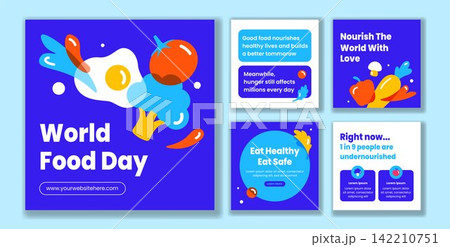 World Food Day Social Media Post Flat Cartoon Templates Background Illustration World Food Day Social Media Post Flat Cartoon Templates Background Illustration 142210751