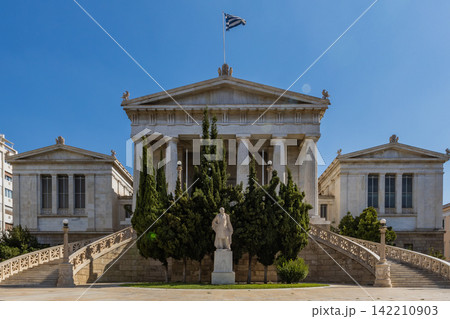 Greek Neoclassical Landmark Building in Athens Under Blue Sky Greek Neoclassical Landmark Building in Athens Under Blue Sky 142210903