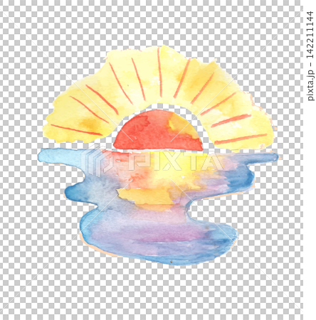初日の出の水彩イラスト 初日の出の水彩イラスト 142211144