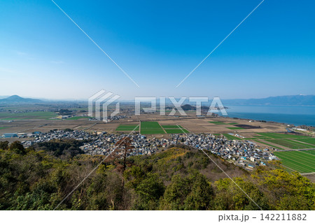 【続日本100名城】八幡山城 出丸跡から見た近江盆地と琵琶湖と比良山地2 滋賀県近江八幡市 【続日本100名城】八幡山城 出丸跡から見た近江盆地と琵琶湖と比良山地2 滋賀県近江八幡市 142211882