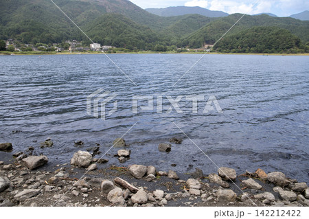 岸から見た河口湖の湖面 岸から見た河口湖の湖面 142212422