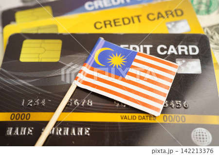 Malaysia flag on credit card, finance economy trading shopping online business. 142213376