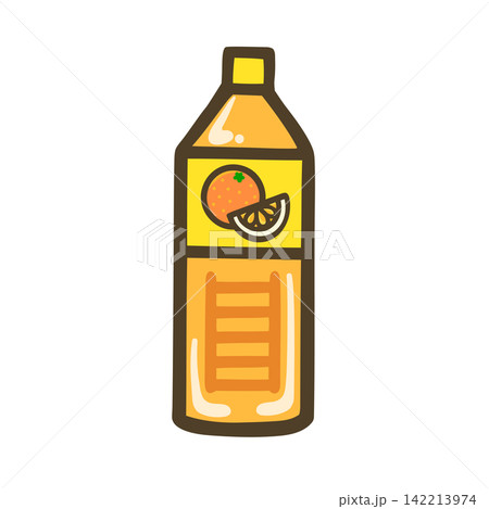 オレンジジュースのペットボトル飲料のイラスト オレンジジュースのペットボトル飲料のイラスト 142213974