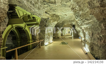 Catacombs and sarcophagi for the burial of mummies of sacred Apis bulls in the ancient Serapeum complex at Saqqara, Egypt. Catacombs and sarcophagi for the burial of mummies of sacred Apis bulls in the ancient Serapeum complex at Saqqara, Egypt. 142214130