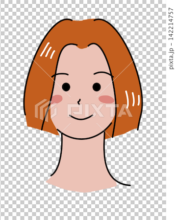 一幅描繪年輕女子微笑的插圖,她留著波波頭。 一幅描繪年輕女子微笑的插圖,她留著波波頭。 142214757