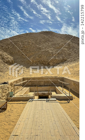 The Pyramid of Teti, a smooth pyramid located in the ancient complex at Saqqara, Egypt. The Pyramid of Teti, a smooth pyramid located in the ancient complex at Saqqara, Egypt. 142215799