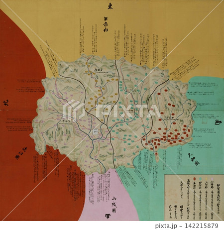 江戸時代の古地図 1838年(天保9年) 天保国絵図・伊賀国(現在の三重県西部) 江戸時代の古地図 1838年(天保9年) 天保国絵図・伊賀国(現在の三重県西部) 142215879