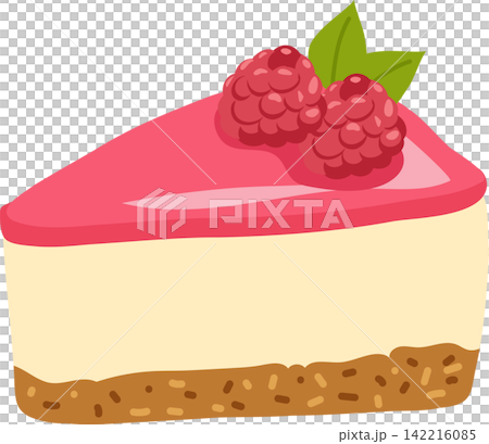 Cheesecake Slice with Raspberry Topping Creamy Dessert Cartoon Illustration Cheesecake Slice with Raspberry Topping Creamy Dessert Cartoon Illustration 142216085