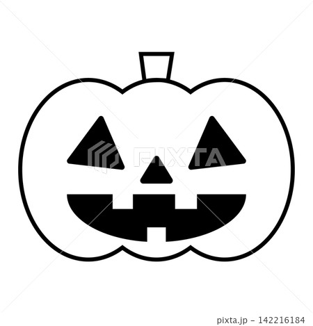 ハロウィン カボチャ・ジャックオランタン 秋のモンスターモノクロ単体アイコン 三角目笑顔 ハロウィン カボチャ・ジャックオランタン 秋のモンスターモノクロ単体アイコン 三角目笑顔 142216184