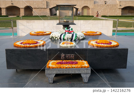 Rajghat, New Delhi. Memorial at Mahatma Gandhis body cremation place, Delhi, India. Rajghat, New Delhi. Memorial at Mahatma Gandhis body cremation place, Delhi, India. 142216276