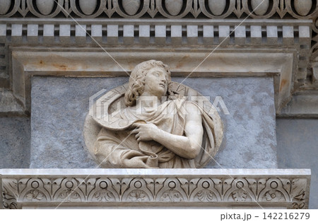 Prophet Daniel, relief on the portal of the Cathedral of Saint Lawrence in Lugano, Switzerland 142216279