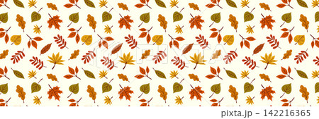 hand drawn autumn leaves seamless pattern vector illustration. hand drawn autumn leaves seamless pattern vector illustration. 142216365