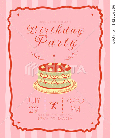 hand drawn pink celebration poster design featuring sweet dessert. 142216366