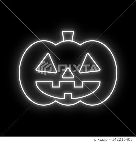 ハロウィン カボチャ・ジャックオランタン 秋のモンスターネオンライト白単体アイコン 三角目笑顔 ハロウィン カボチャ・ジャックオランタン 秋のモンスターネオンライト白単体アイコン 三角目笑顔 142216403