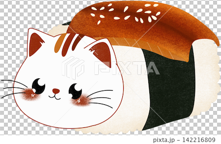 cat sushi with grilled eel cat sushi with grilled eel 142216809