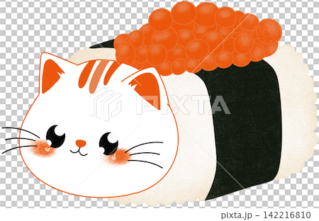cat sushi with salmon roe cat sushi with salmon roe 142216810