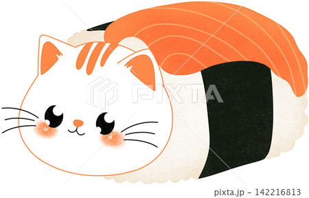 cat sushi with salmon cat sushi with salmon 142216813