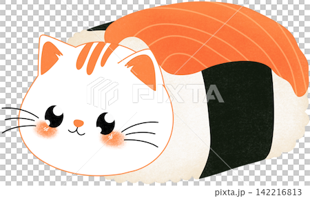 cat sushi with salmon cat sushi with salmon 142216813