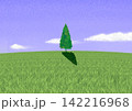 緑の麦畑と白い雲 142216968