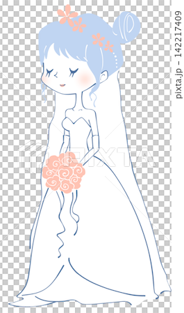 新娘穿婚紗的插圖 新娘穿婚紗的插圖 142217409