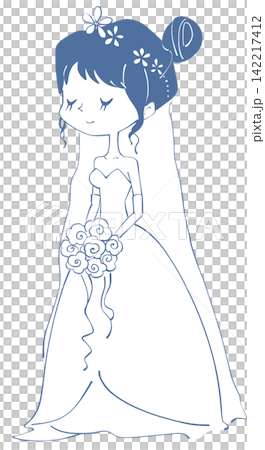 新娘穿婚紗的插圖 新娘穿婚紗的插圖 142217412