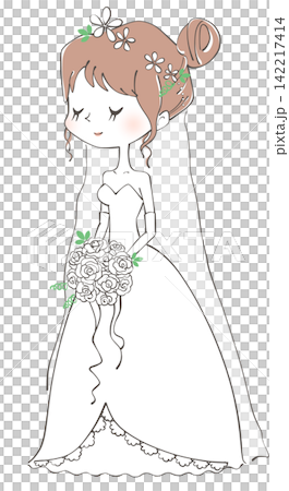 新娘穿婚紗的插圖 新娘穿婚紗的插圖 142217414