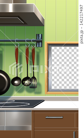 Kitchen with a vertical screen 142217497