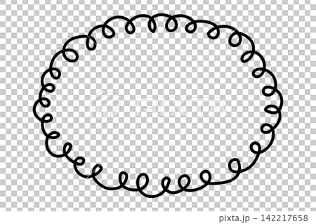 Hand-drawn swirling loop oval frame 142217658