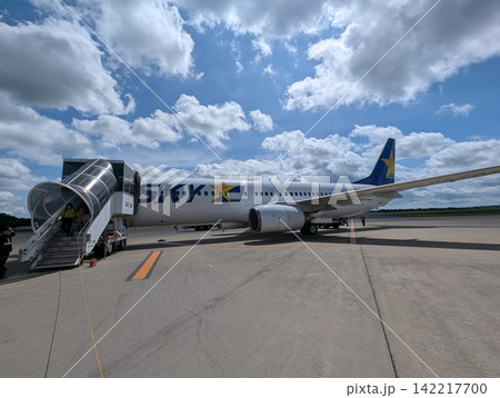 茨城空港 駐機場のスカイマーク機と降機風景( 茨城空港 駐機場のスカイマーク機と降機風景( 142217700