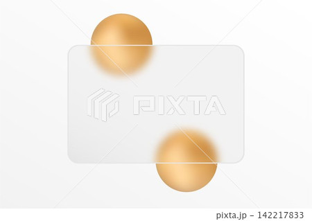 Minimalist design, golden 3D spheres behind a transparent glass-morphism panel on a white background. Eps 10 Minimalist design, golden 3D spheres behind a transparent glass-morphism panel on a white background. Eps 10 142217833