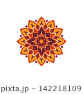 Vector floral mandala ornament with geometric petals for Happy Diwali and Indian festival decoration. Isolated element on white background for card, banner or rangoli design. 142218109